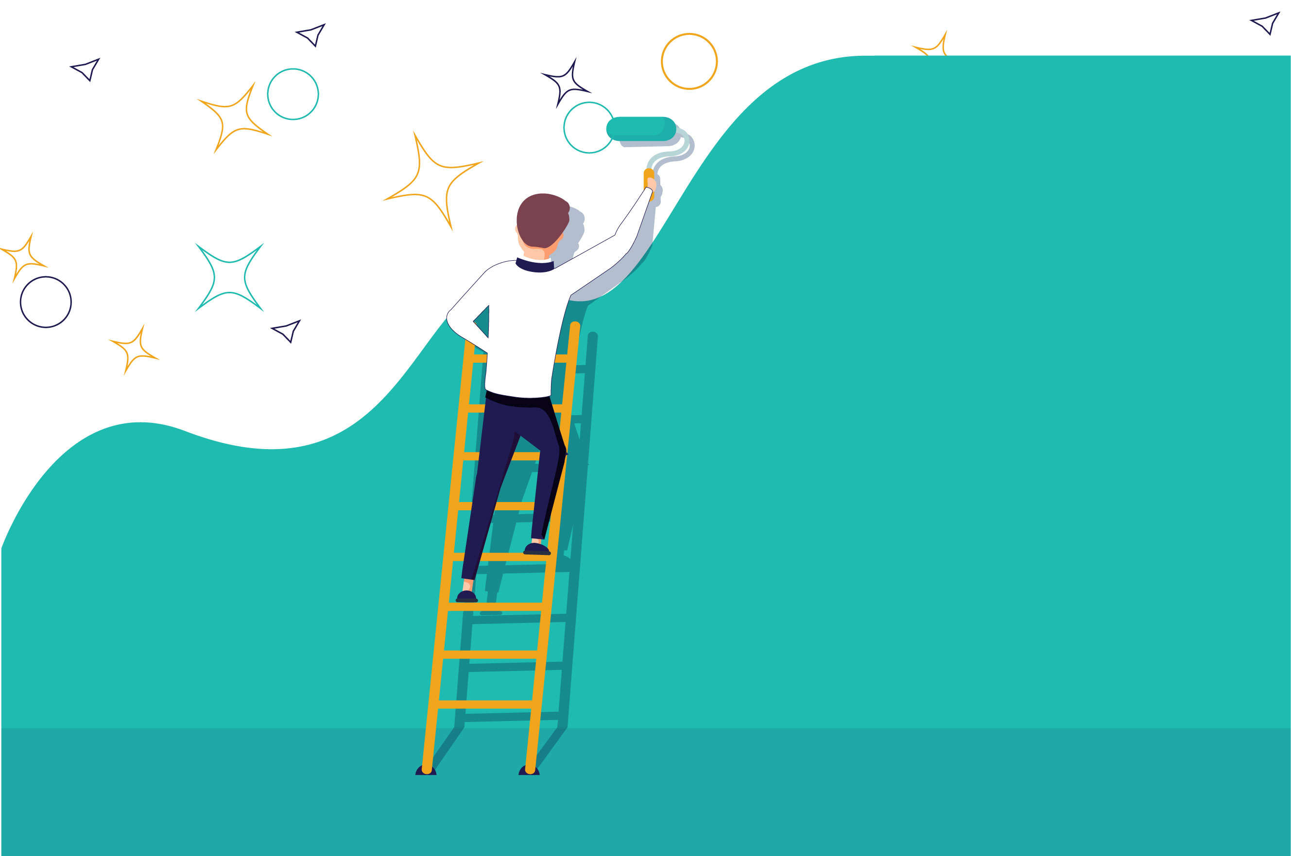 new homeowner enjoying painting an accent wall in his new home